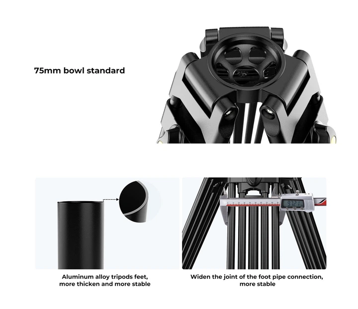 Профессиональный видеоштатив трипод с жидкостной головкой K&F Concept VA18+ VH081 184см (KF09.121) - изображение 7