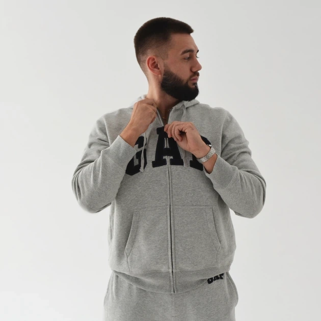 Худі кофта толстовка чоловіча GAP zip hoodie Grey 218871731 розмір XL - Фото 3 Худі кофта толстовка чоловіча GAP zip hoodie Grey 218871731 розмір XL - изображение 3
