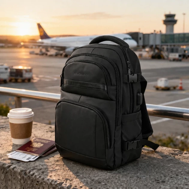 Рюкзак Wozinsky WPW-20L с карманом для ноутбука дорожный 40x20x25 см для багажной полки - черный (5907769385261) - изображение 9