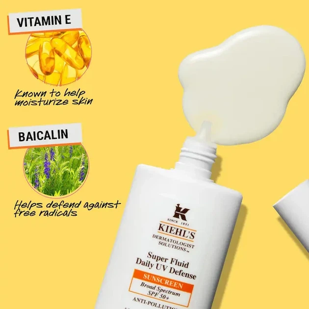 Легкий солнцезащитный крем для лица Kiehl'sSuper Fluid Daily UV Defense Sunscreen Broad Spectrum SPF 50+, 50 мл - изображение 3