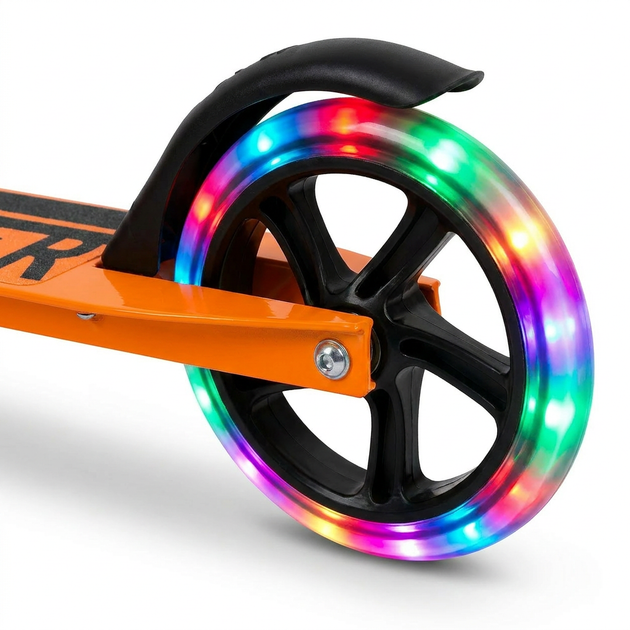 Самокат двухколесный складной с светящимися колесами 200мм Scooter 5252 Orange - изображение 6