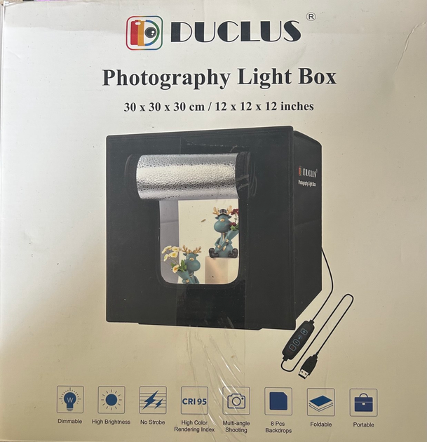 Лайтбокс DUCLUS для фотографії, професійна фотобудка 30"x30х30"см з 8 фототлом, 120 світлодіодними лампами - изображение 6