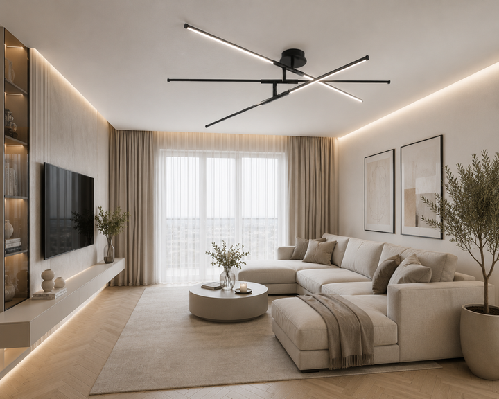 LED люстра стельова 40W 3000-4000-6000K чорна поворотна Sneha (995516) - зображення 10