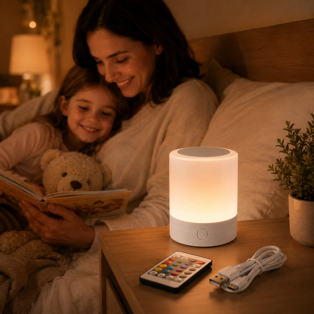 Настольная LED лампа ночник Mini touch lamp / Портативный светильник-ночник от USB / Нічник акумуляторний RGB - изображение 2