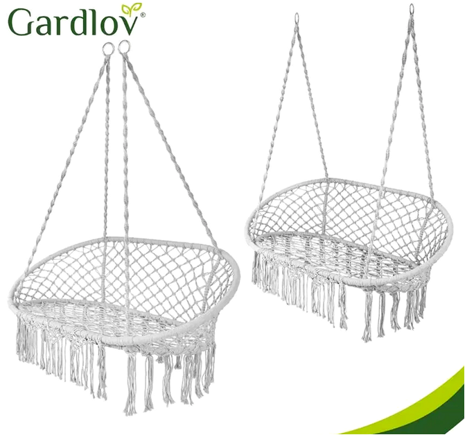 Двухместная садовая качель до 300 кг с подушками 148x126 см серый GARDLOV KT3498 - изображение 5