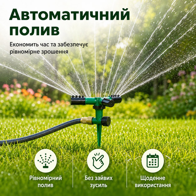 Насадка-форсунка для полива Flora на шланг с колышком распыление 360° - изображение 6