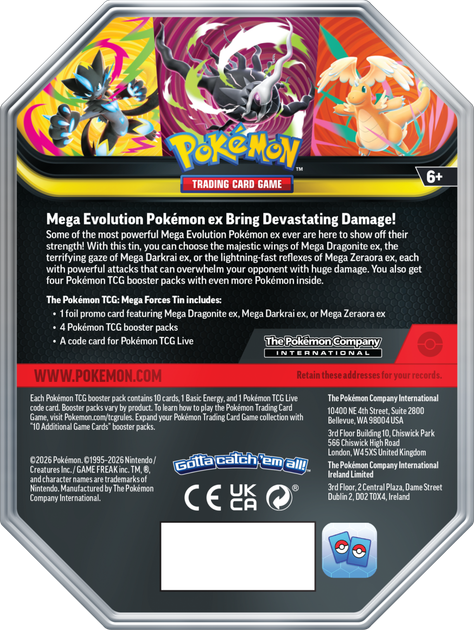 Набір карток Pokemon TCG: Mega Forces Tin Bundle 6 шт (ZES196214141667) - зображення 5