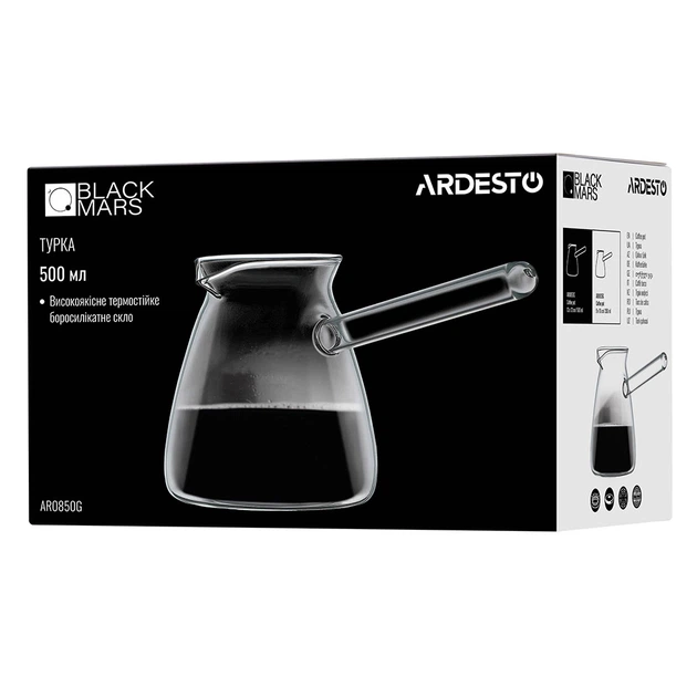 Турка Ardesto Black Mars, 0.5л, боросиликатное стекло (AR0850G) - Фото 4 Турка Ardesto Black Mars, 0.5л, боросиликатное стекло (AR0850G) - изображение 4