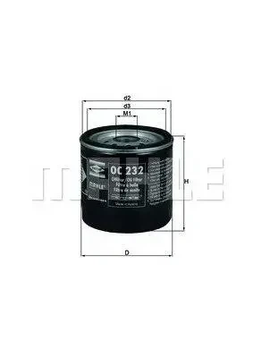 Фільтр масляний MAHLE / KNECHT OC232 Ford Transit, Connect, Focus, Fiesta 25067140, 1059924, 1136568 - зображення 5