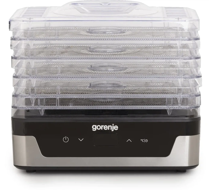 Сушилка для продуктов Gorenje, мощность 230 Вт, 5 поддонов по 28 см, диаметр 29 см, максимальная температура 75°C, электронное управление, белый цвет - изображение 2