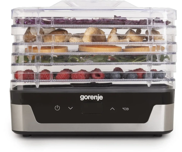 Сушилка для продуктов Gorenje, мощность 230 Вт, 5 поддонов по 28 см, диаметр 29 см, максимальная температура 75°C, электронное управление, белый цвет - изображение 6