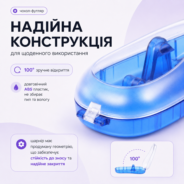 Пластиковий універсальний чохол-футляр для бритви Gillette Mach3 / Fusion / ProGlide/ Venus, ABS-пластик, дорожній, синій - зображення 2