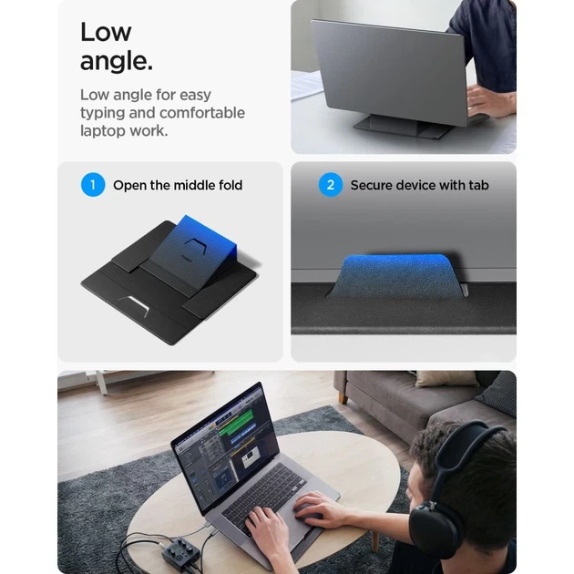 Подставка Spigen LD201-S8 SlimFold для ноутбука и планшета Space Grey (AMP11117) - изображение 12