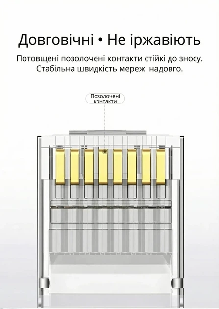Разъем коннектор UGREEN 8P8C Cat 7/6А Ethernet RJ45 экранированный 100 шт (NW123) - изображение 6