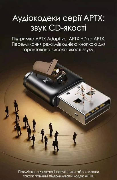 Bluetooth-адаптер Ugreen USB Bluetooth 5.3 aptX HD AD передавач для комп'ютера, ноутбука Black (CM668) - зображення 6