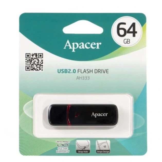 Флеш-накопичувач Apacer USB 2.0 AH333 64Gb Black - зображення 2