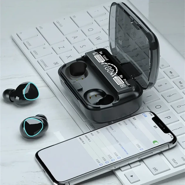 Беспроводные Bluetooth наушники с дисплеем и микрофоном TWS M10, Черный / Блютуз наушники с функцией PowerBank - Фото 4 Беспроводные Bluetooth наушники с дисплеем и микрофоном TWS M10, Черный / Блютуз наушники с функцией PowerBank - изображение 4