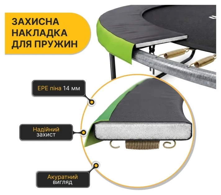 Батут з внутрішньою захисною сіткою 252 см LEOBRO Premium Pro 8FT GREEN (LB-1099) (LEO_LB-1099) - изображение 5