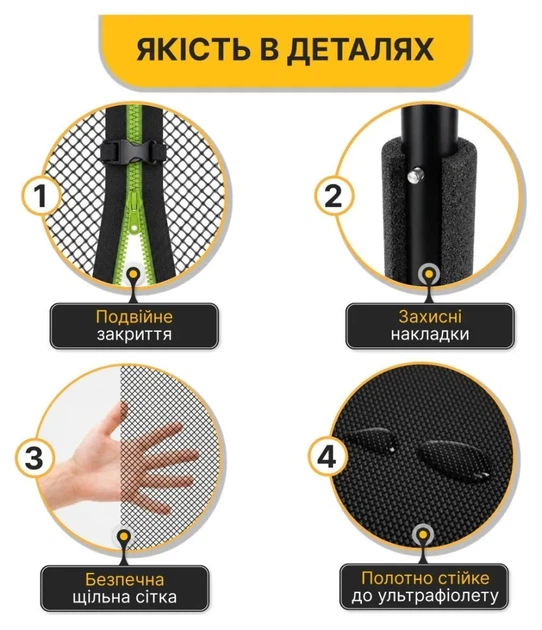 Батут з внутрішньою захисною сіткою 252 см LEOBRO Premium Pro 8FT GREEN (LB-1099) (LEO_LB-1099) - изображение 6
