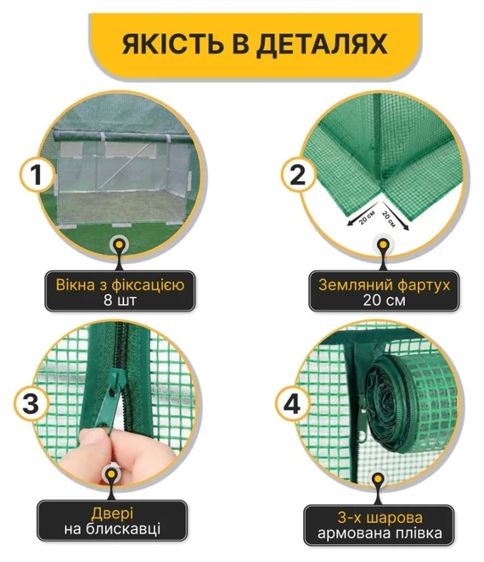 Плівка для теплиці LEOBRO 9м2 армована (LB-GC131-GRN) (LEO_LB-GC131-GRN) - изображение 3