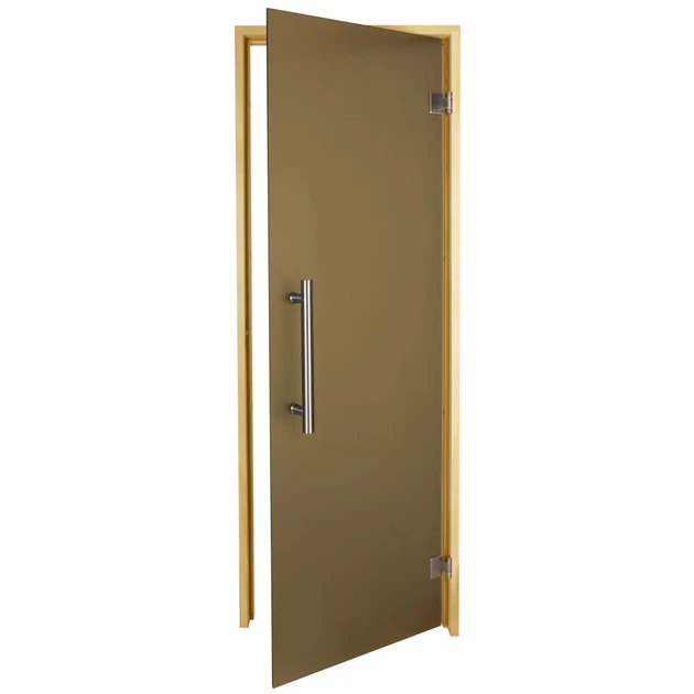 Стеклянная дверь Tesli Steel Sateen 700х1900 мм закаленное стекло матовая бронза для бани и сауны - изображение 2