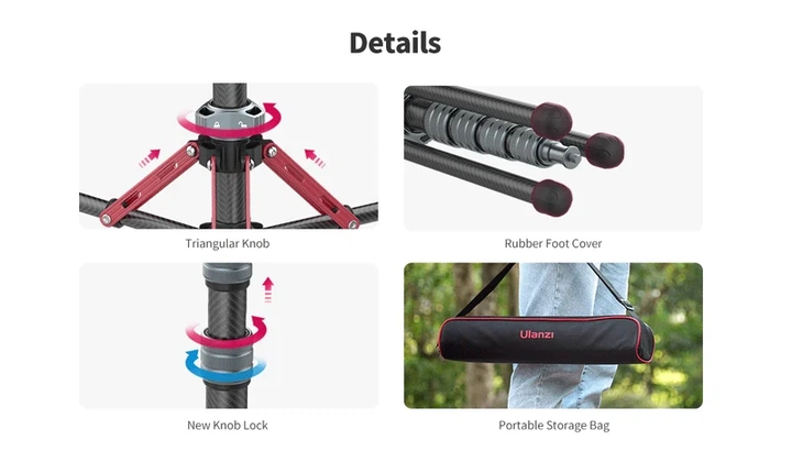 Штатив Ulanzi Full carbon fiber Multifunctional portable light tripod (UV-2784 MT-49) - изображение 15