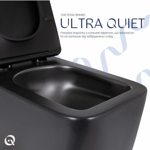 Унитаз подвесной Qtap Gemini Ultra Quiet, матовый черный, с сиденьем Slim Duroplast Soft-close и Quick Release (SD00056629) - изображение 5