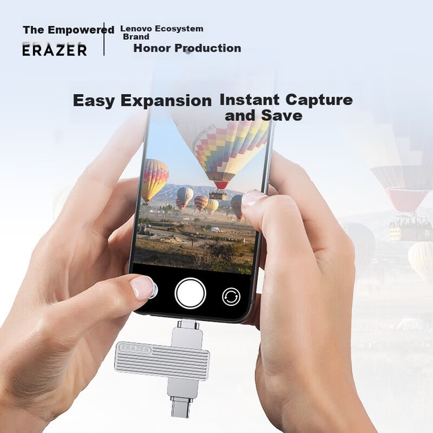 Флеш-накопичувач Lenovo Ecosystem Brand Yinen 128 ГБ Type-C Lightning Dual Interface USB 3.2 для Apple iPhone F520, резервне копіювання однією клавішею, універсальний USB-накопичувач Android Apple - зображення 6