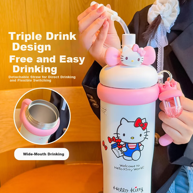 Стакан SANRIO Hello Kitty Bobo для льоду з трубочкою, нержавіюча сталь 316, 960 мл - зображення 11
