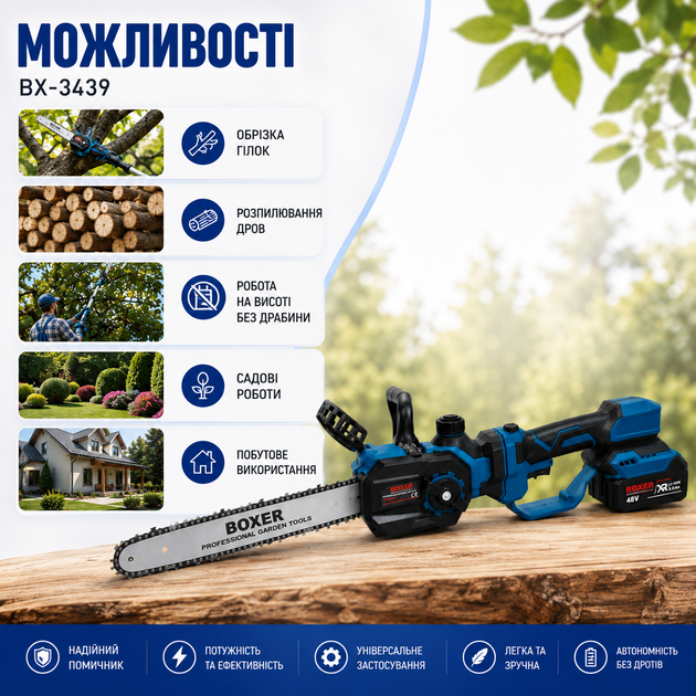 Акумуляторна ланцюгова пила BX-3439 12" - зображення 7