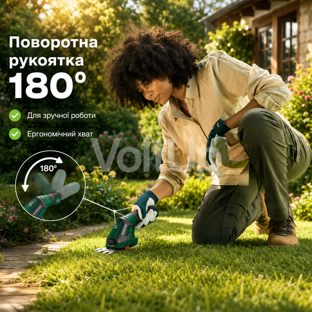 Акумуляторний кущоріз-тример Parkside PGSA 4 B3 2в1 4 В, садові ножиці для трави та кущів із зарядкою USB-C - зображення 2