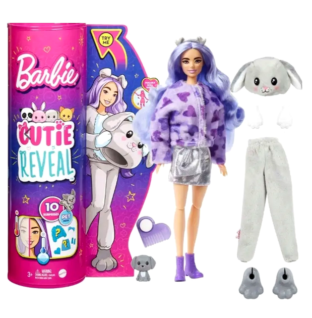 Кукла Barbie Cutie Reveal в костюме собачки с 10 сюрпризами для игры HE0840 - Фото 7 Кукла Barbie Cutie Reveal в костюме собачки с 10 сюрпризами для игры HE0840 - изображение 7
