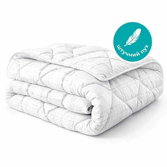 Ковдра всесезонна Antistatic Sleep IDEIA двоспальна 175х210 см, штучний пух, гіпоалергенна антистатична тканина, щіл 300 г/м2 біла, в сумці - зображення 2