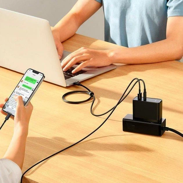 Мережевий зарядний пристрій BASEUS GaN5 Pro Fast Charger 100W 1USB+1Type-C 5A Black - зображення 6
