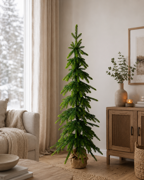 Елка искусственная Forest Elf Green Mix в мешковине, узкая литая 140 см зеленая - изображение 4