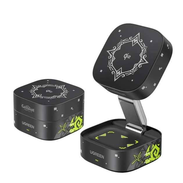 Беспроводное зарядное устройство Ugreen 2-in-1 MagFlow Magnetic Foldable Charging Station Genshin Impact Black (W702) - Фото 1 Беспроводное зарядное устройство Ugreen 2-in-1 MagFlow Magnetic Foldable Charging Station Genshin Impact Black (W702) - изображение 1