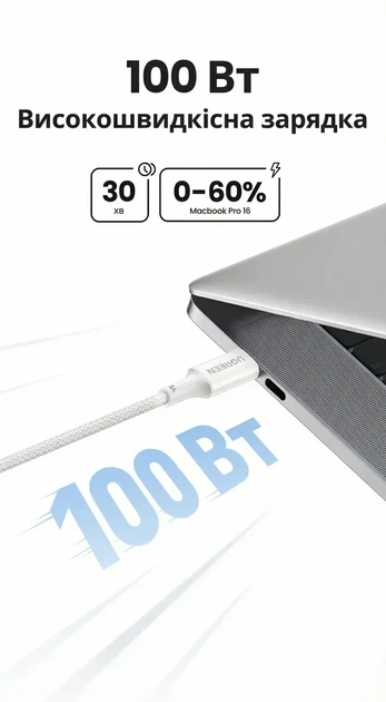 Кабель зарядный Ugreen USB Type-C to Type-C PD 100W 5A QC4.0 2 м Black (L502) - изображение 7