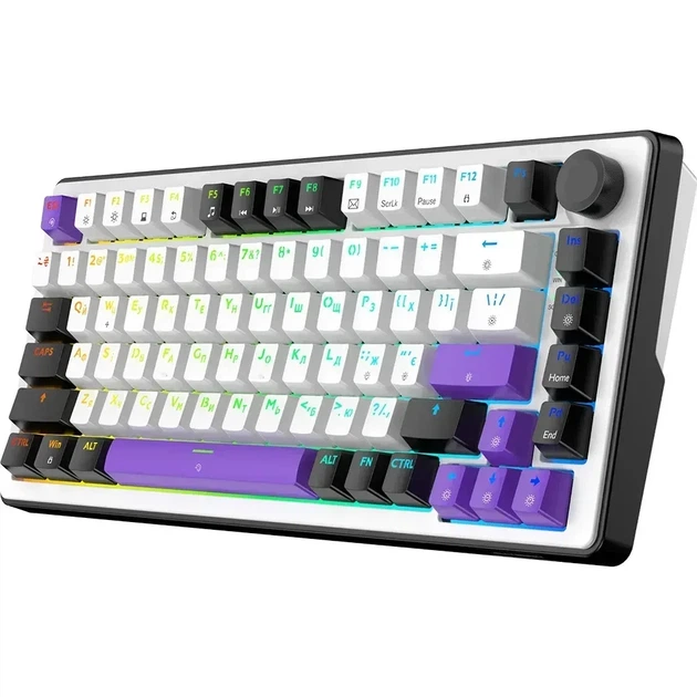 Бездротова механічна клавіатура Hator Hellyberry HK75 White Violet Wireless (Бездротова версія), 75%, RGB, (2.4G/Bluetooth/USB) - зображення 2