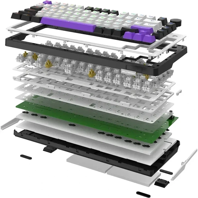 Бездротова механічна клавіатура Hator Hellyberry HK75 White Violet Wireless (Бездротова версія), 75%, RGB, (2.4G/Bluetooth/USB) - зображення 8