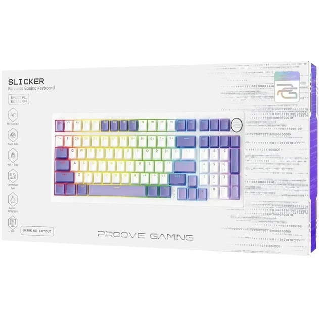 Беспроводная механическая клавиатура Proove Gaming Slicker Special Edition White Purple, Huano Kobe, RGB, (2.4G/Bluetooth/USB) - изображение 5