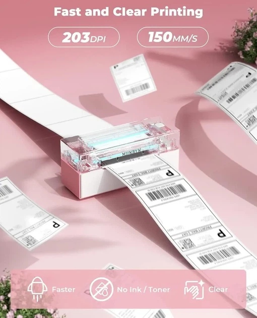 Термопринтер этикеток и наклеек MUNBYN ITPP129B USB Розовый | Принтер для печати ТТН Новая Почта, Укрпочта, штрих-кодов - Б/У - Фото 5 Термопринтер этикеток и наклеек MUNBYN ITPP129B USB Розовый | Принтер для печати ТТН Новая Почта, Укрпочта, штрих-кодов - Б/У - изображение 5