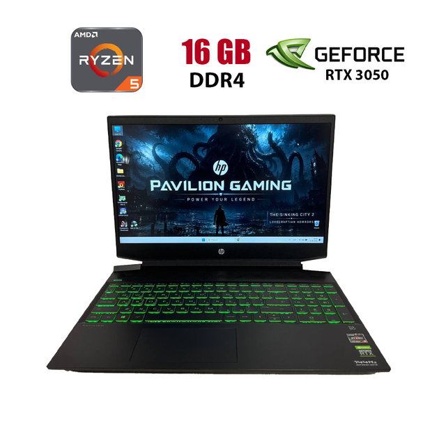 Игровой ноутбук HP Pavilion Gaming 15-ec2004ua / 15.6" (1920x1080) IPS / AMD Ryzen 5 5600H (6 (12) ядер по 3.3 - 4.2 GHz) / 16 GB DDR4 / 512 GB SSD / nVidia GeForce RTX 3050, 4 GB GDDR6, 128-bit / WebCam б/у - Фото 1 Игровой ноутбук HP Pavilion Gaming 15-ec2004ua / 15.6" (1920x1080) IPS / AMD Ryzen 5 5600H (6 (12) ядер по 3.3 - 4.2 GHz) / 16 GB DDR4 / 512 GB SSD / nVidia GeForce RTX 3050, 4 GB GDDR6, 128-bit / WebCam б/у - изображение 1