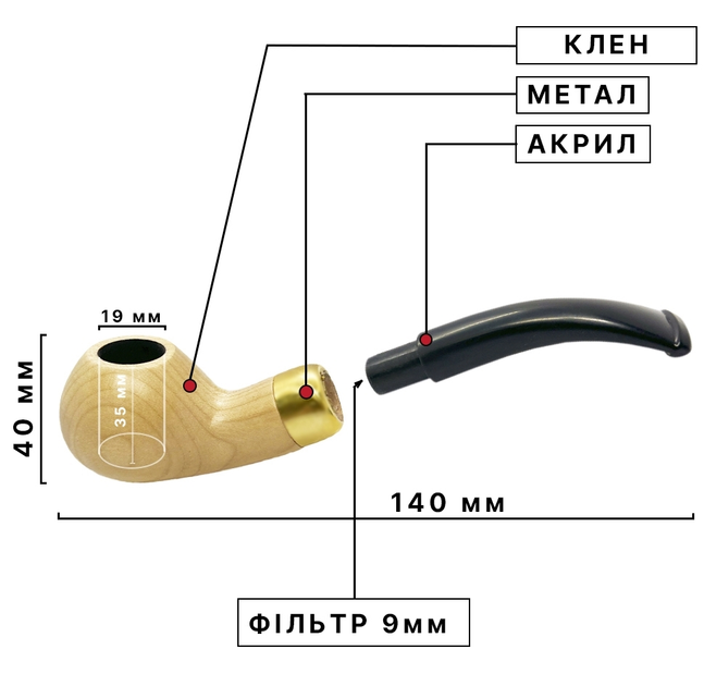 Люлька для паління Антон "2" Горіх 140 мм з підставкою - изображение 3