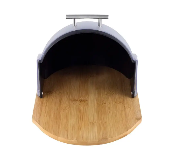 Хлебница Kamille KM-1100 38×26.5×22 см из бамбука и пластика черная контейнер для хранения хлеба - изображение 3