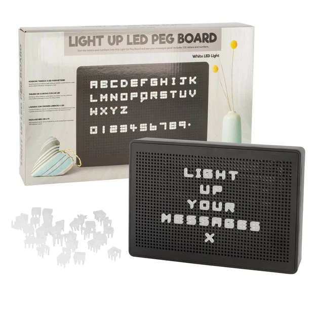 Светодиодная LED доска-ночник Peg Board с набором букв и цифр (120 шт), 30х21 см, белое свечение - Б/У - изображение 3