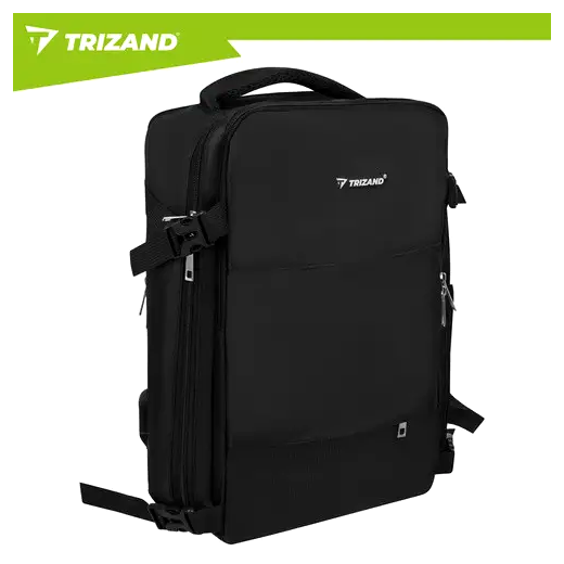 Туристический рюкзак 12 карманов USB порт для путешествий 40x25 см черный Trizand CS-0129 - Фото 8 Туристический рюкзак 12 карманов USB порт для путешествий 40x25 см черный Trizand CS-0129 - изображение 8