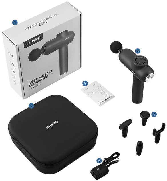Масажер перкусійний ручний NAIPO Massage Gun MGG-2103 для тіла без підігріву UA - Фото 4 Масажер перкусійний ручний NAIPO Massage Gun MGG-2103 для тіла без підігріву UA - изображение 4