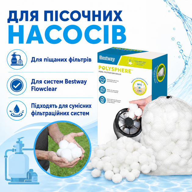 Фільтрувальні кульки Bestway 58475 Polysphere для піщаних насосів 500 г - зображення 4