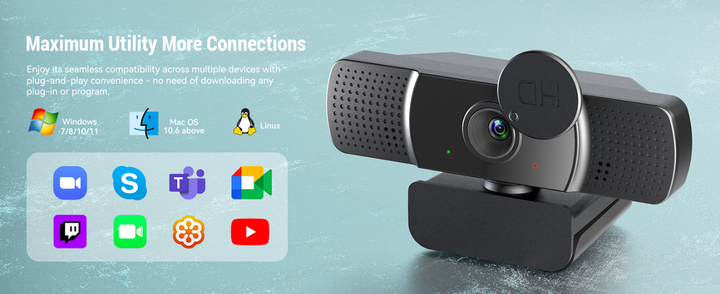Веб-камера YIMONA 2K для ПК и ноутбука, USB, микрофон с шумоподавлением, поворот 360°, Plug&Play - Б/У - изображение 7