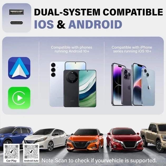 Бездротовий адаптер CarPlay та Android Auto 2-в-1 ZOUHOE CA6, чорний | Адаптер для бездротового Карплей та Андроїд Авто - Б/В - зображення 3